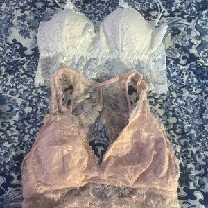 Auden Lace Bras White and Pink V-Neck Intimates